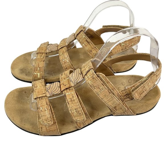 Vionic Shoes Womens Size 8 Tan Amber Gold Cork Comfort Sandal Arch Support - Picture 4 of 12